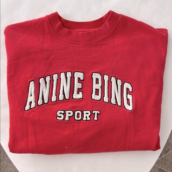 🚫SOLD🚫ANINE BING SPORT RED Crewneck Sweatshirt Sz S (Oversized) - Picture 2 of 9